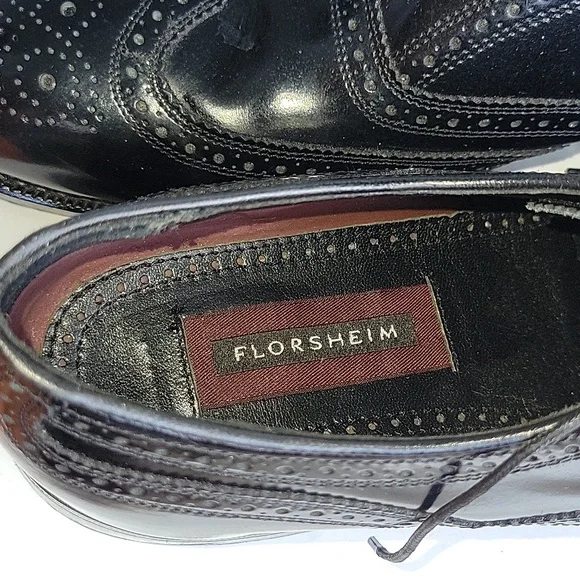 Classic Florsheim Lexington Wingtip Black Brogue Men's OxfordShoes Size 9